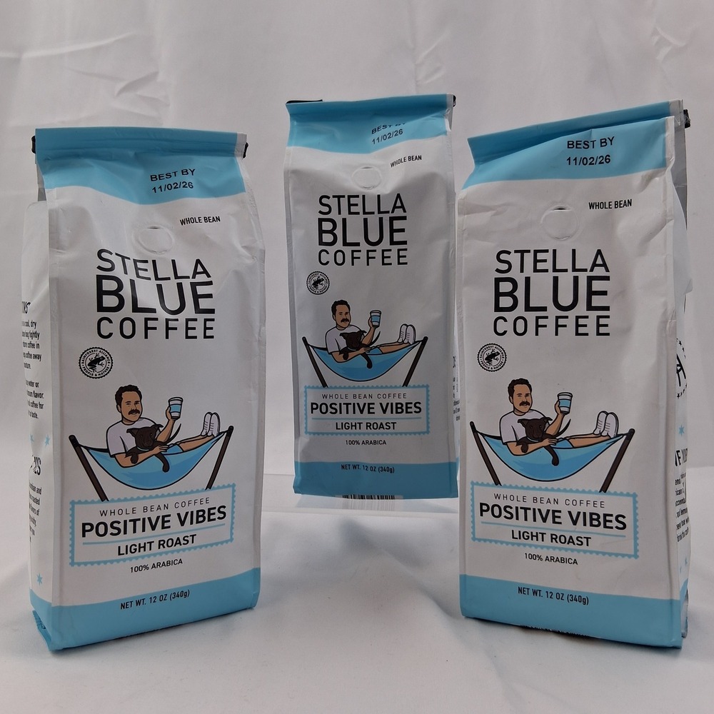 Stella Blue Coffee Positive Vibes Light Roast Whole Bean 12oz 3 Pack